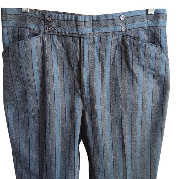 34x30 Vintage Men's Flare Striped Dress Pants 1970's Flare true Mod Slacks USA - Picture 2 of 8
